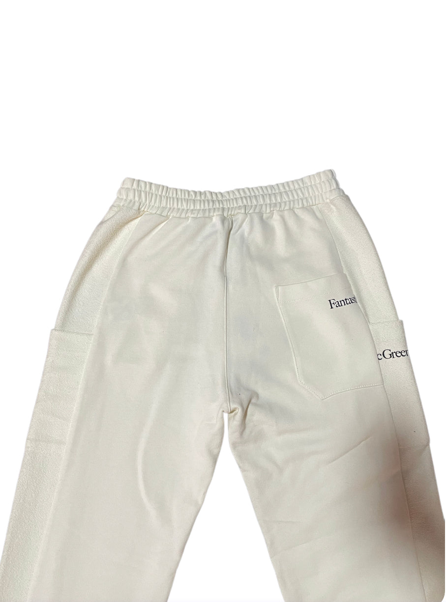 MSGM-Pants Beige Letras Fantastic Green