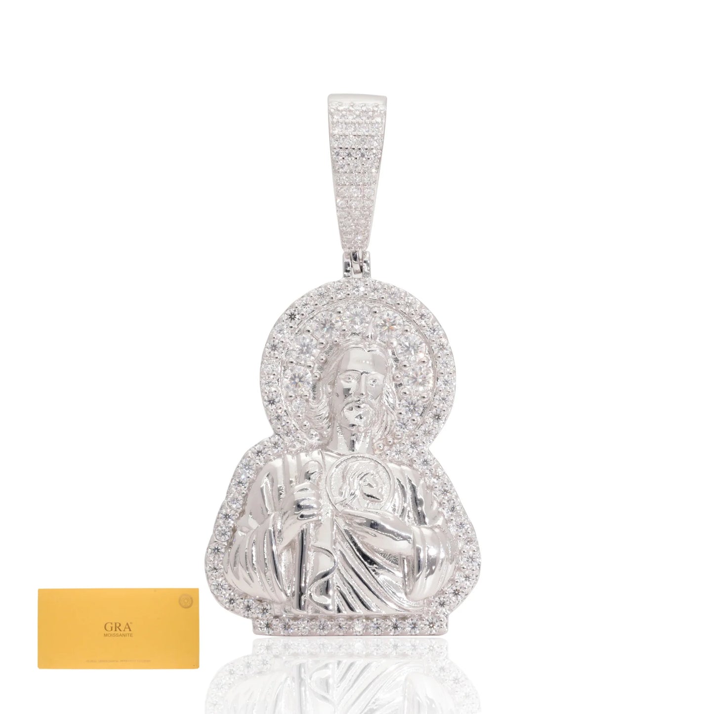 Moissanita-Dije Con Cadena San Judas Plata .925