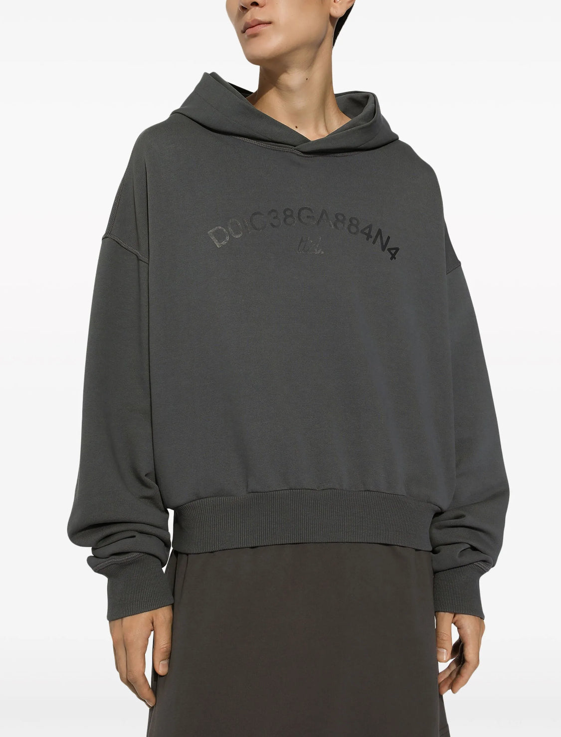 Dolce & Gabbana-Hoodie Con Logo Estampado Gris