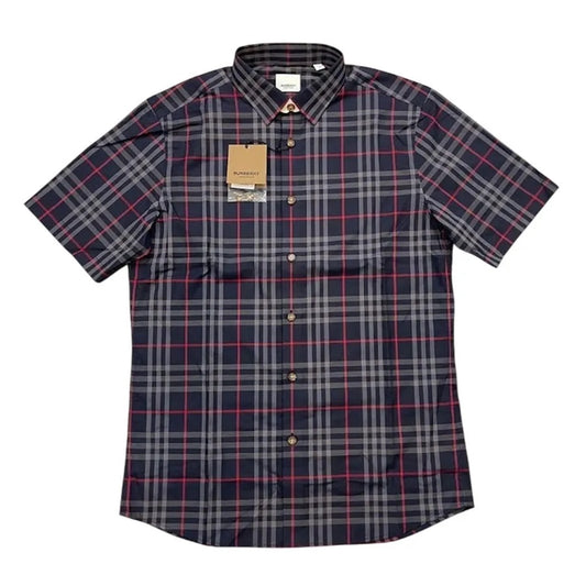 Burberry-Camisa Cuadros Chicos Azul