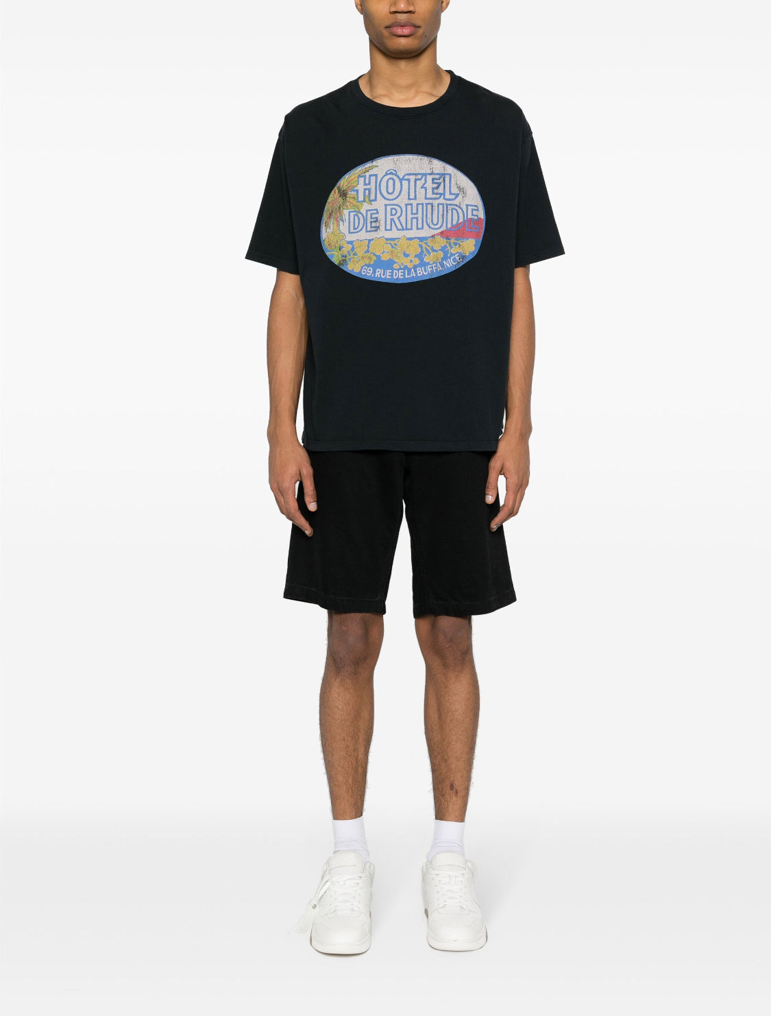 Rhude-Tee Hotel Negra/Gris