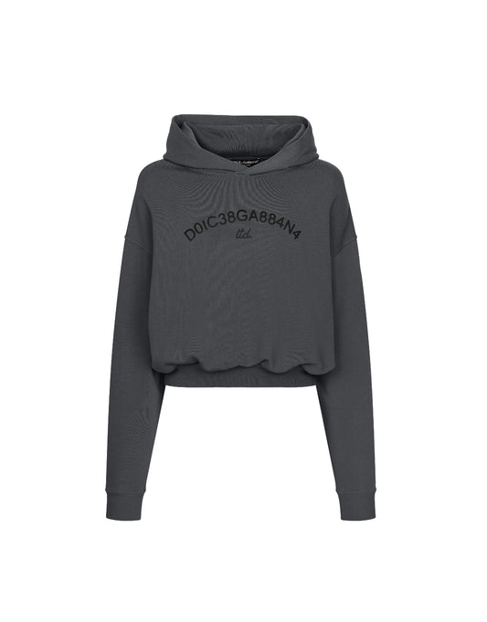 Dolce & Gabbana-Hoodie Con Logo Estampado Gris