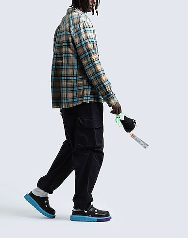Off-White Camisa Cafe y Azul