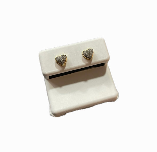 Aretes Corazón- Oro 10k Diamantes Naturales 1.2 g