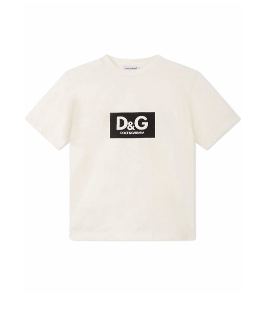 Dolce & Gabbana Tee Beige Logo Negro