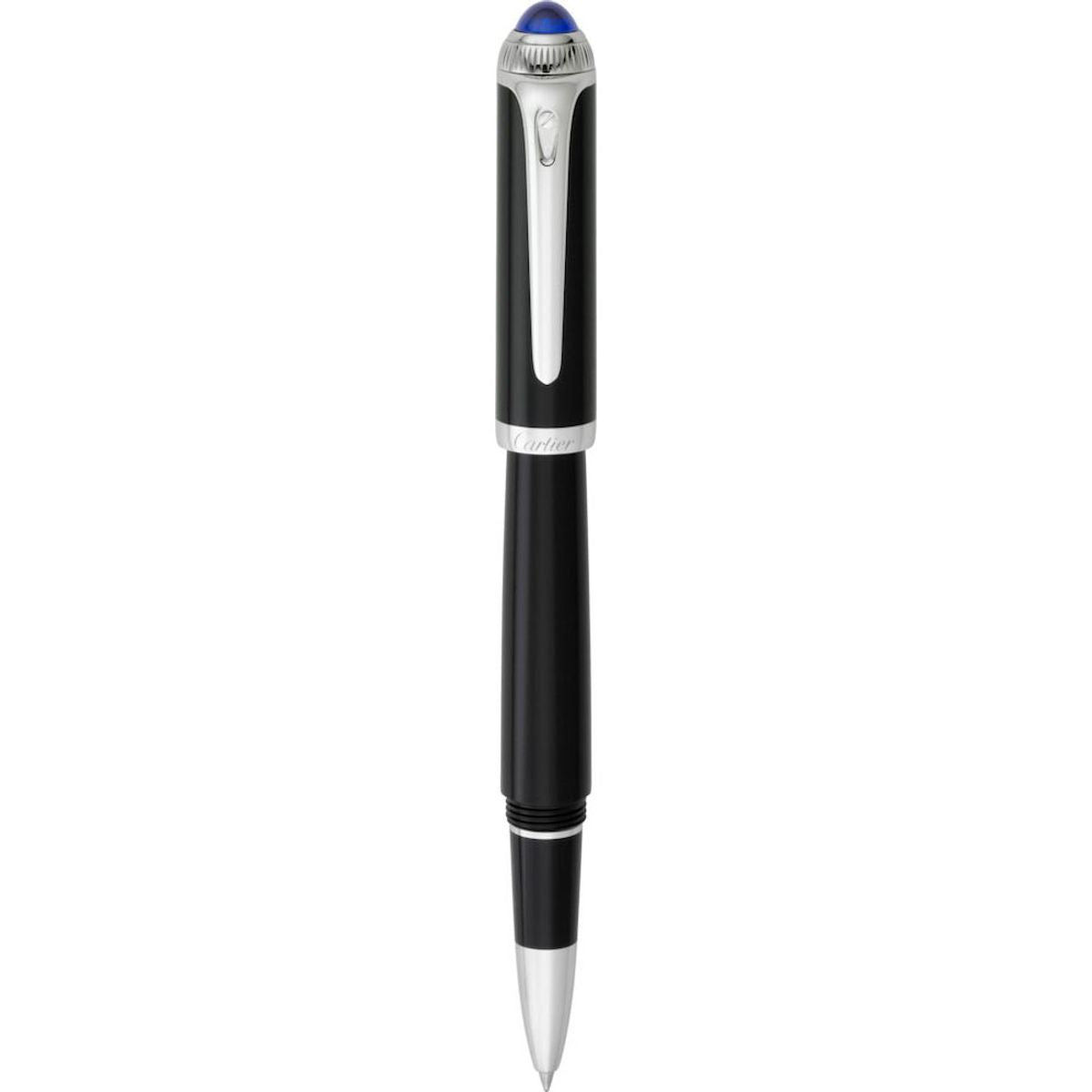 Cartier-Pluma Negra Con Detalles Plata