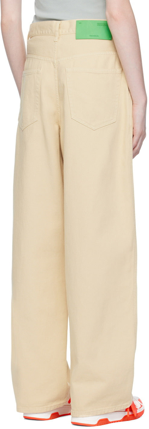 Off White- Jeans Beige Letras Verdes