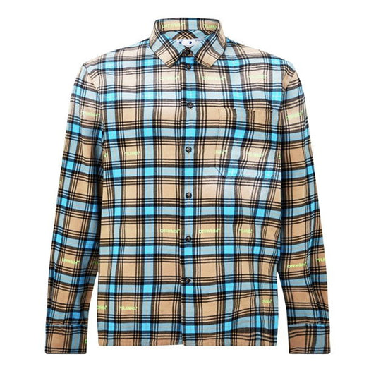 Off-White Camisa Cafe y Azul