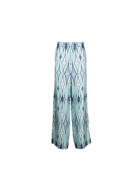 Amiri-Pantalón De Seda Estampado Azul