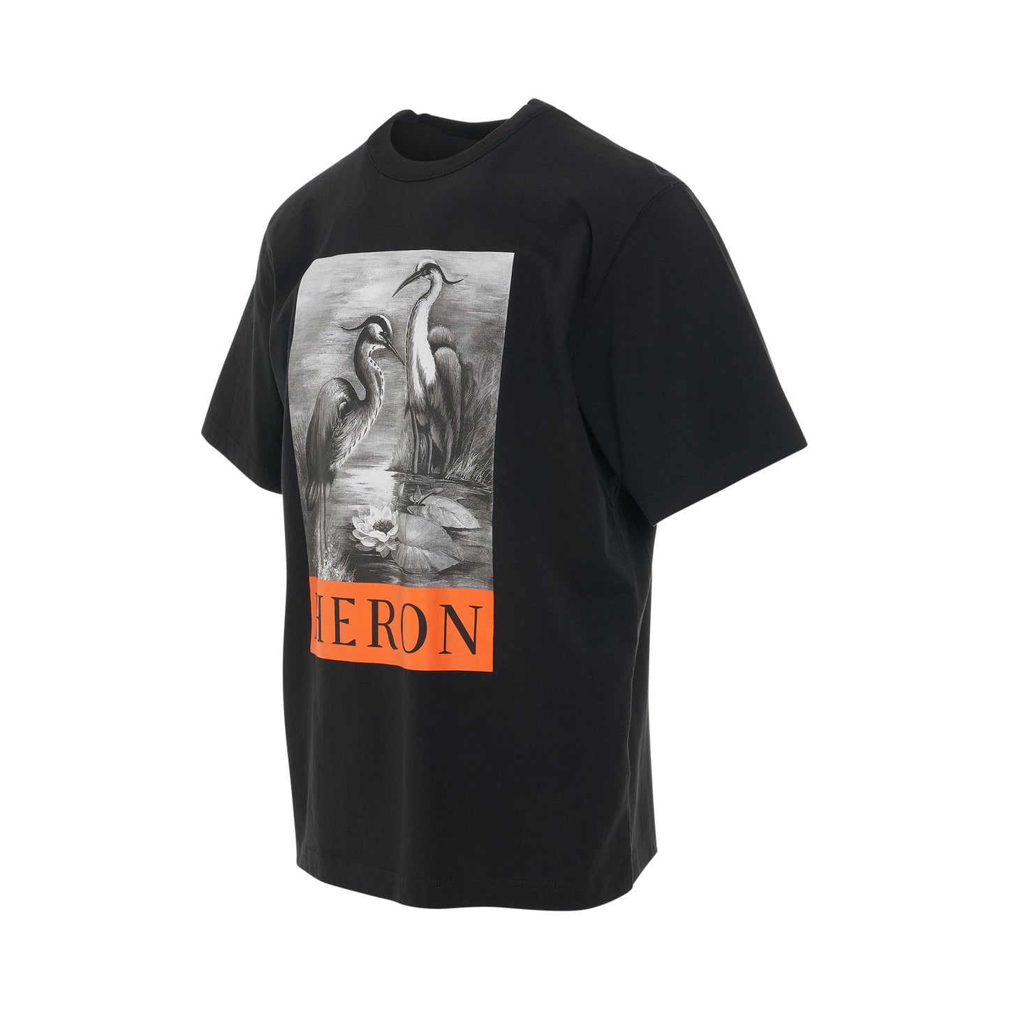 Heron Preston- Tee Negra Logo Naranja