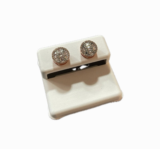 Aretes Círculo-Oro Rosa 10K Diamantes Naturales 2.7g