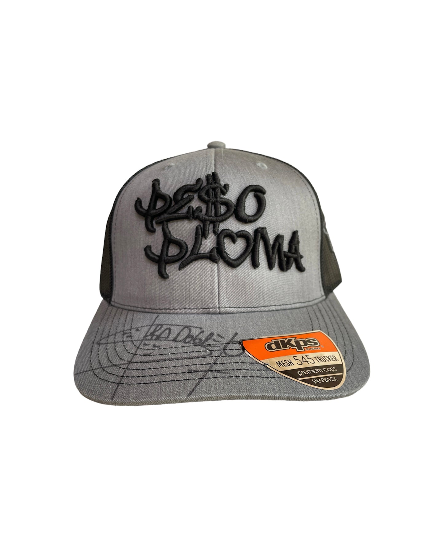 Gorra Firmada Por Peso Pluma - Negra con Gris Con Logo