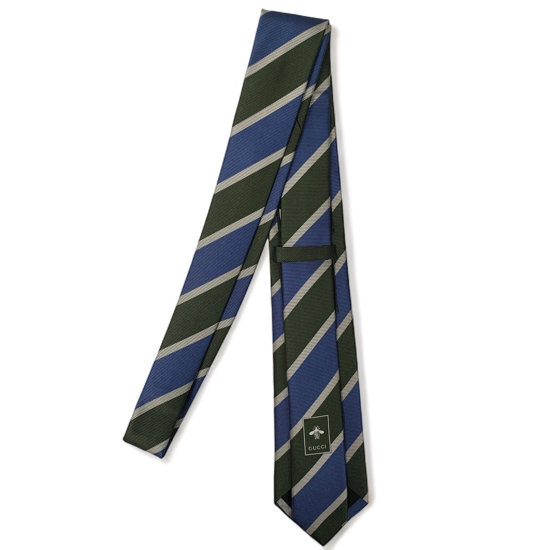 GUCCI - Corbata Verde con Azul De Lineas