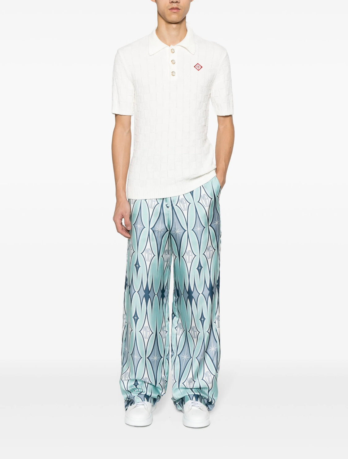 Amiri-Pantalón De Seda Estampado Azul