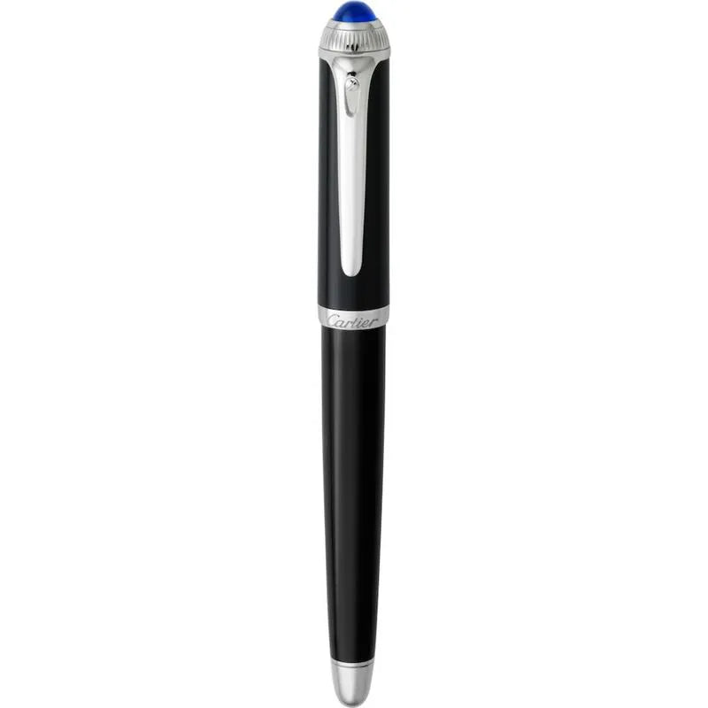 Cartier-Pluma Negra Con Detalles Plata