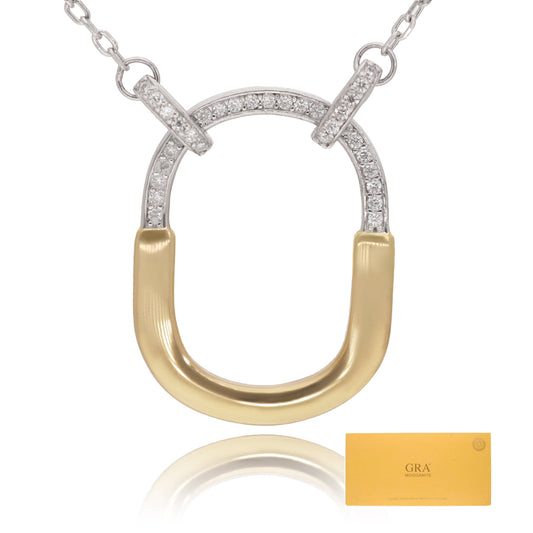 Moissanita- Collar Lock Plata .925 Baño En Oro