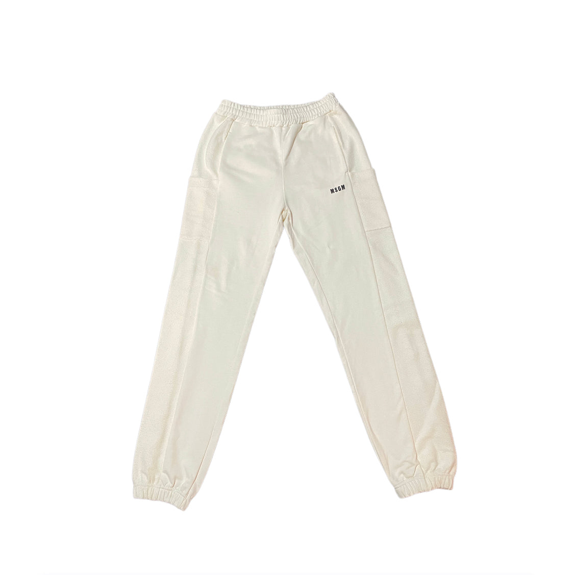 MSGM-Pants Beige Letras Fantastic Green