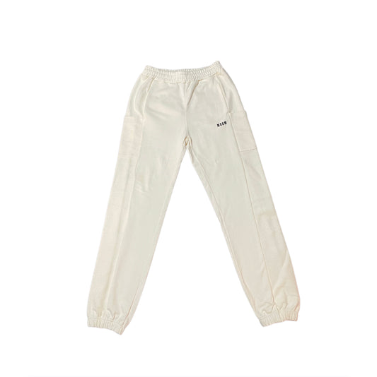 MSGM-Pants Beige Letras Fantastic Green