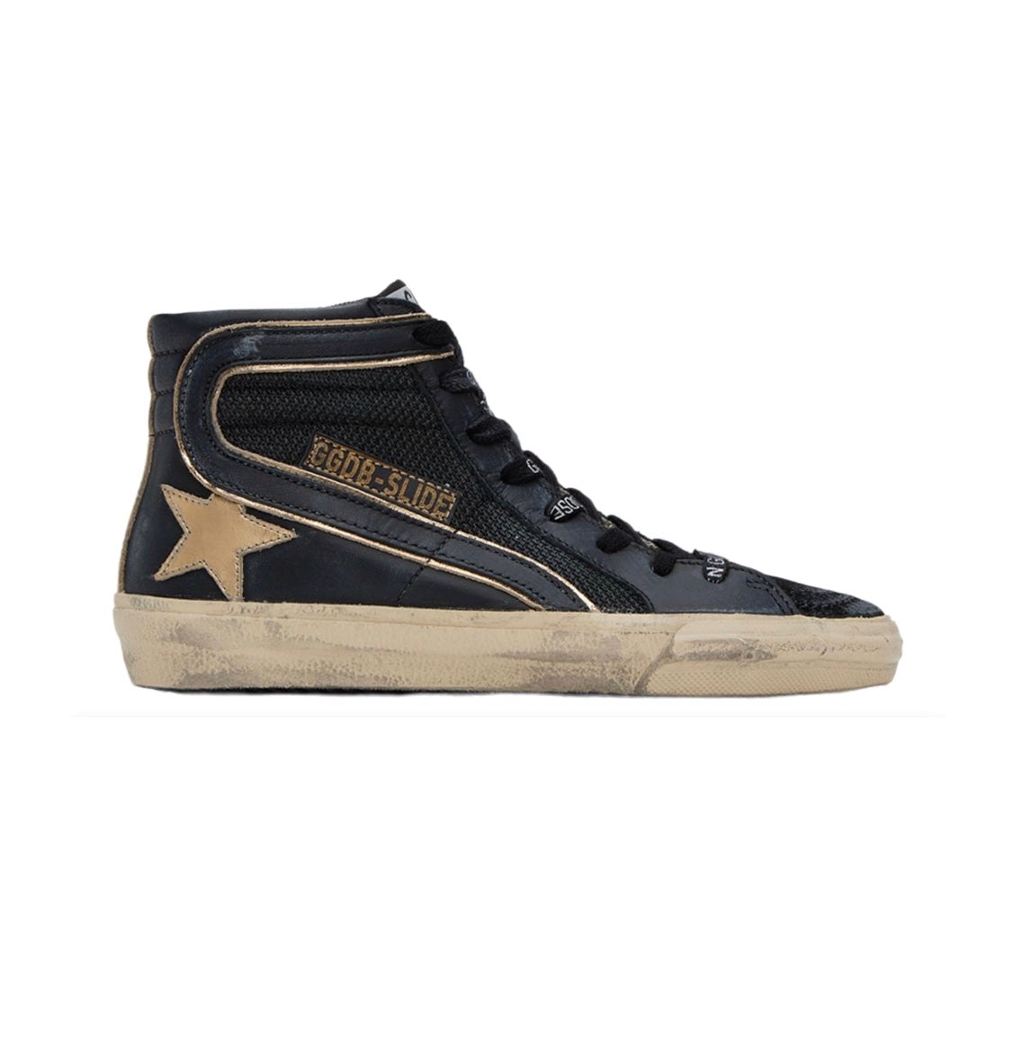 Golden Goose - Slide Double Quarter Negro/Dorado