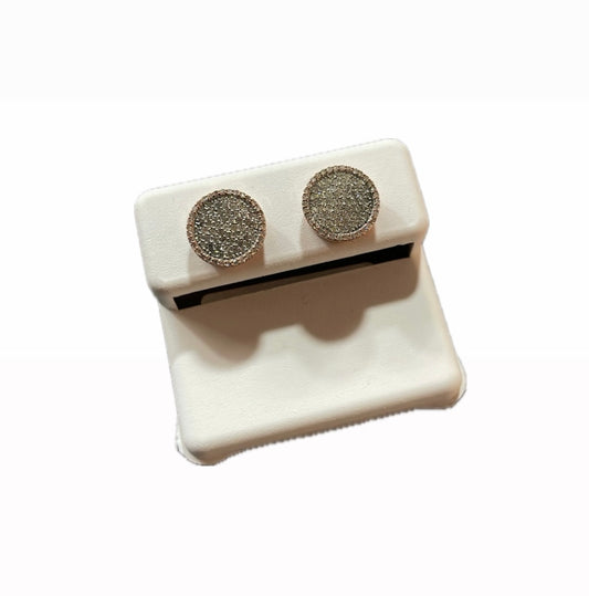 Aretes Redondos-Oro Rosa 10K Diamantes Naturales 2.6g