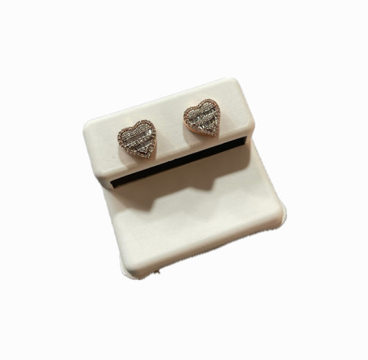 Arete Corazón-Oro Rosa 10k Diamantes naturales 2.3 g