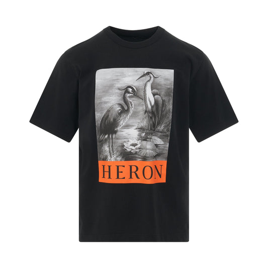 Heron Preston- Tee Negra Logo Naranja